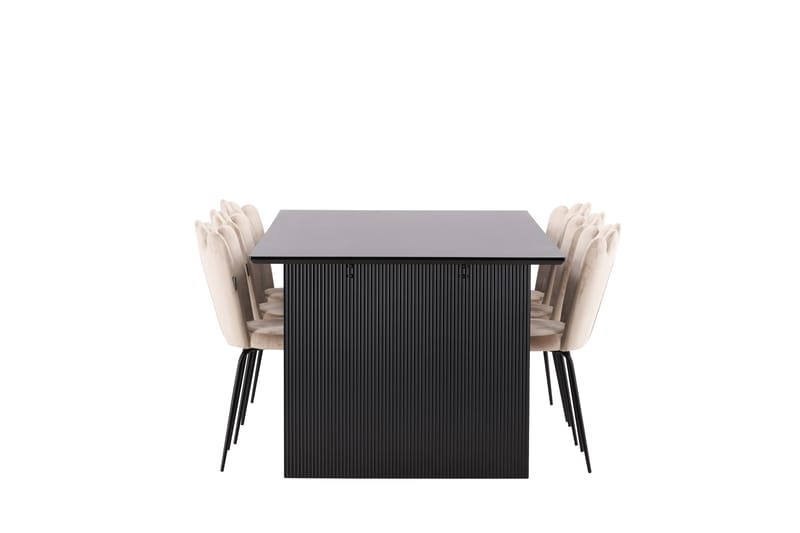 Vail Matgruppe 200 cm Rektangulær med 6 Limhamn stoler - Beige - Møbler - Bord - Spisegrupper