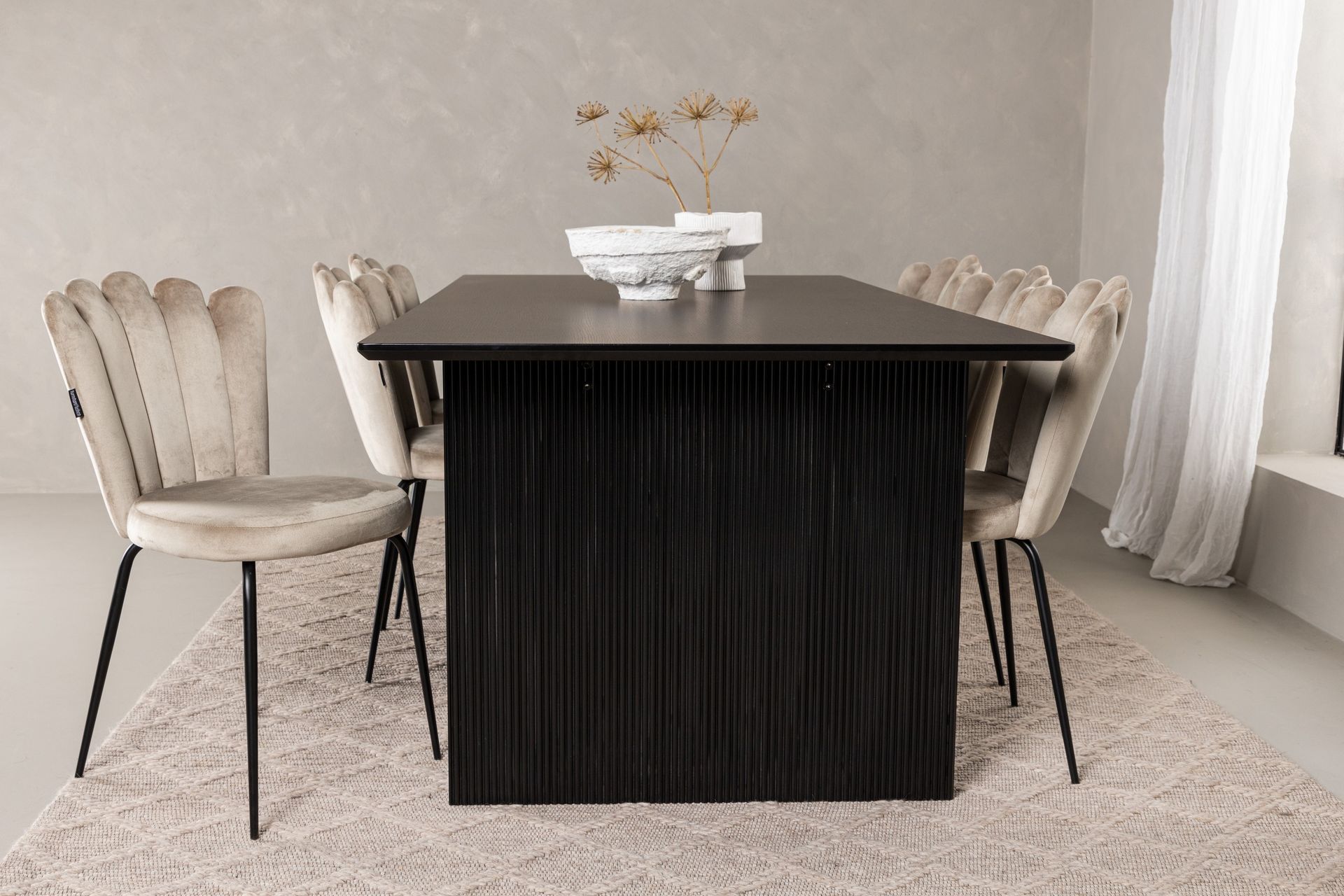Vail Matgruppe 200 cm Rektangulær med 6 Limhamn stoler - Beige - Møbler - Bord - Spisegrupper