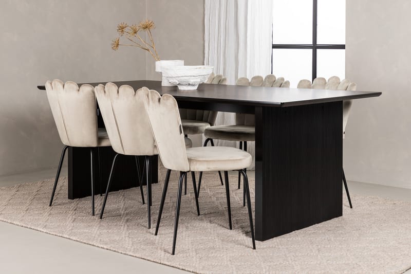 Vail Matgruppe 200 cm Rektangulær med 6 Limhamn stoler - Beige - Møbler - Bord - Spisegrupper