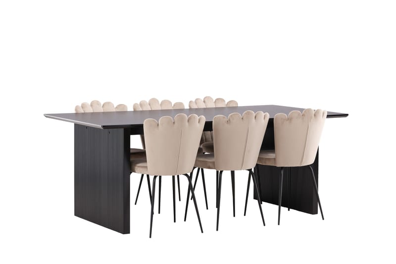 Vail Matgruppe 200 cm Rektangulær med 6 Limhamn stoler - Beige - Møbler - Bord - Spisegrupper