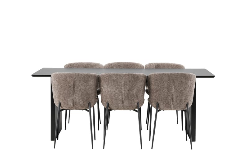 Vail Matgruppe 200 cm Rektangulær med 6 Modesto stoler, Sort