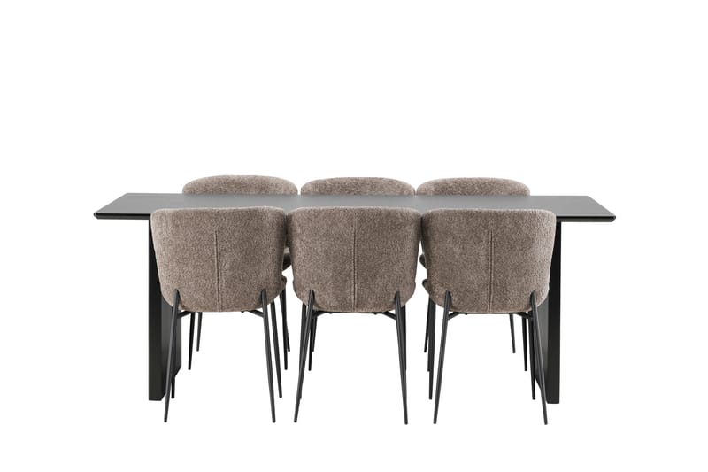 Vail Matgruppe 200 cm Rektangulær med 6 Modesto stoler - Sort - Møbler - Bord - Spisegrupper