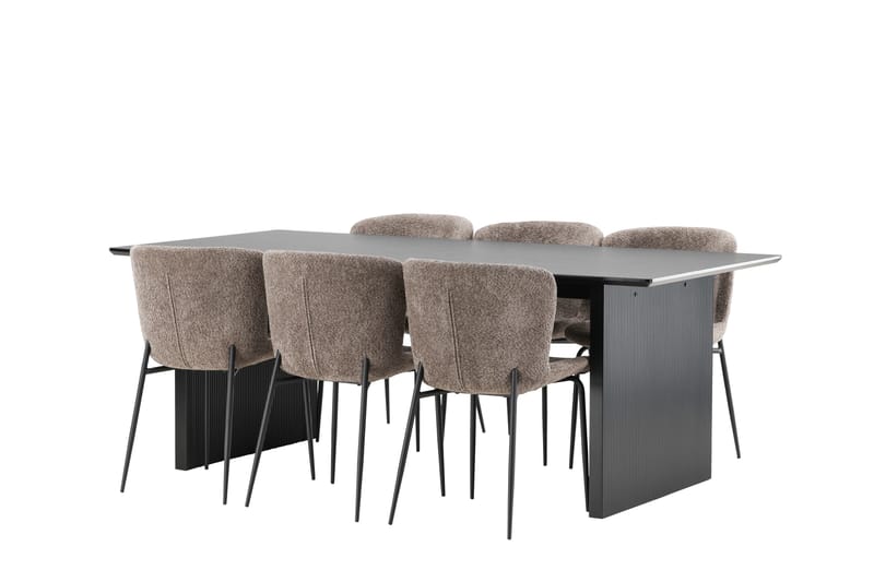 Vail Matgruppe 200 cm Rektangulær med 6 Modesto stoler - Sort - Møbler - Bord - Spisegrupper