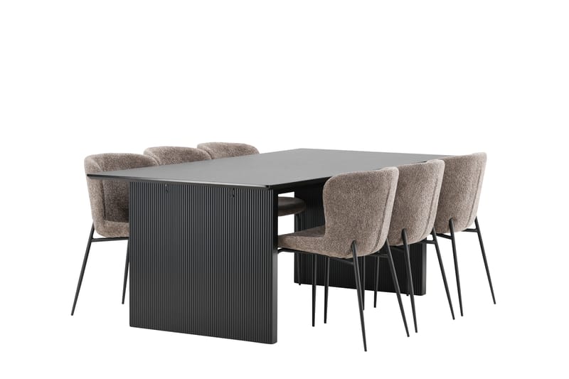 Vail Matgruppe 200 cm Rektangulær med 6 Modesto stoler - Sort - Møbler - Bord - Spisegrupper