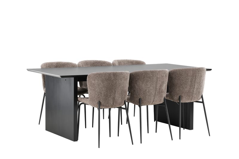 Vail Matgruppe 200 cm Rektangulær med 6 Modesto stoler - Sort - Møbler - Bord - Spisegrupper