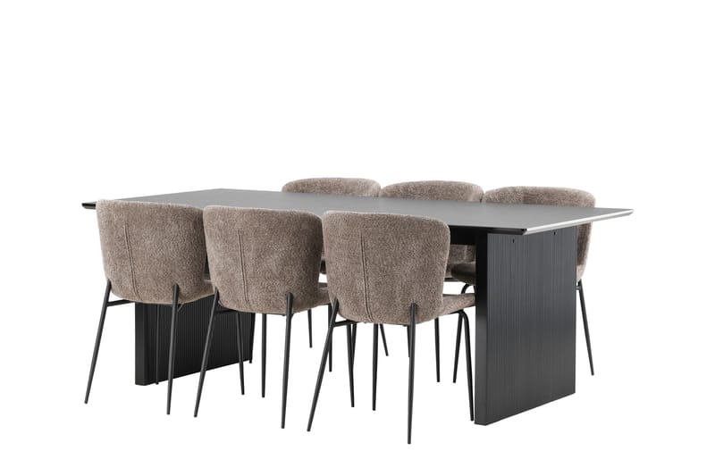 Vail Matgruppe 200 cm Rektangulær med 6 Modesto stoler - Sort - Møbler - Bord - Spisegrupper