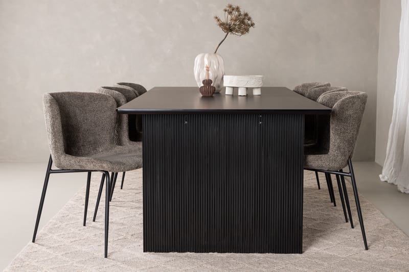 Vail Matgruppe 200 cm Rektangulær med 6 Modesto stoler - Sort - Møbler - Bord - Spisegrupper