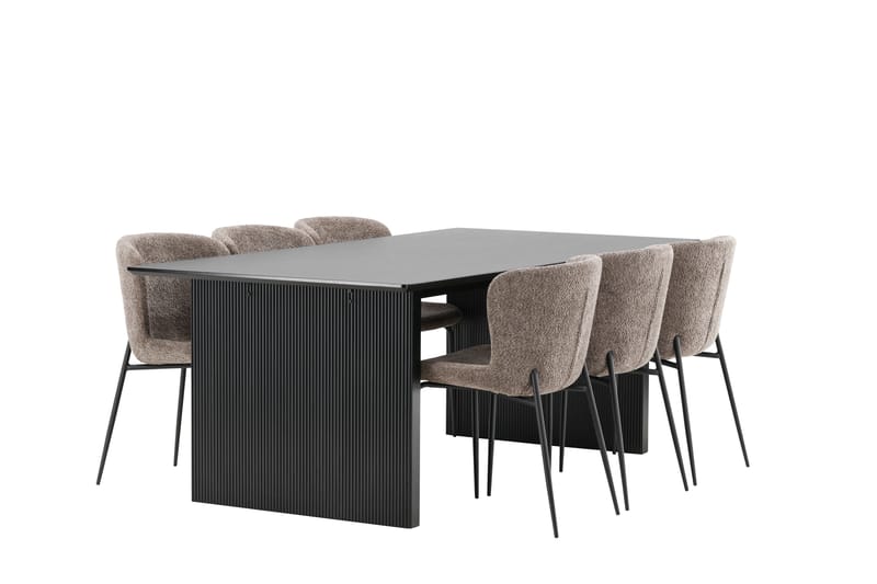 Vail Matgruppe 200 cm Rektangulær med 6 Modesto stoler - Sort - Møbler - Bord - Spisegrupper