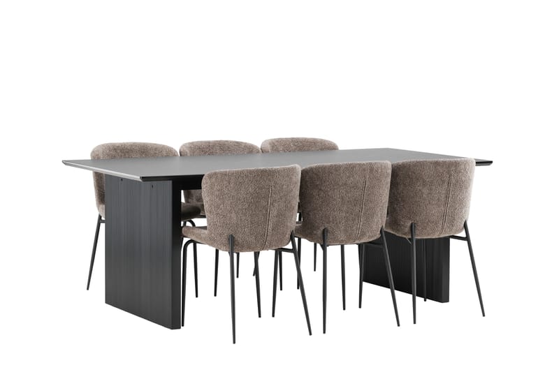Vail Matgruppe 200 cm Rektangulær med 6 Modesto stoler - Sort - Møbler - Bord - Spisegrupper