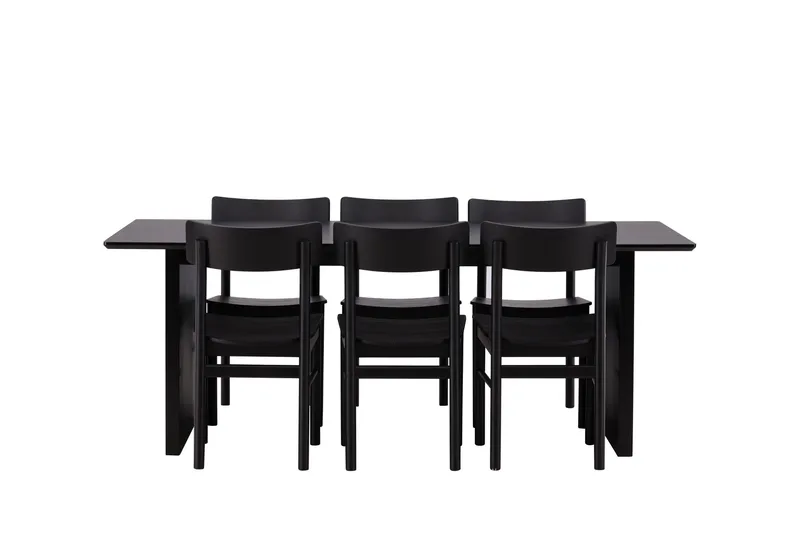 Vail Matgruppe 200 cm Rektangulær med 6 Montros stoler, Sort