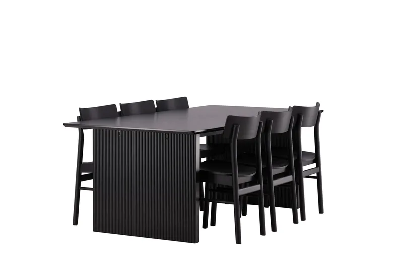 Vail Matgruppe 200 cm Rektangulær med 6 Montros stoler - Sort - Møbler - Bord - Spisegrupper