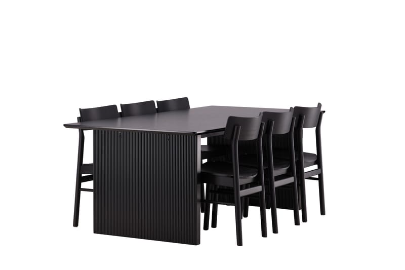 Vail Matgruppe 200 cm Rektangulær med 6 Montros stoler - Sort - Møbler - Bord - Spisegrupper