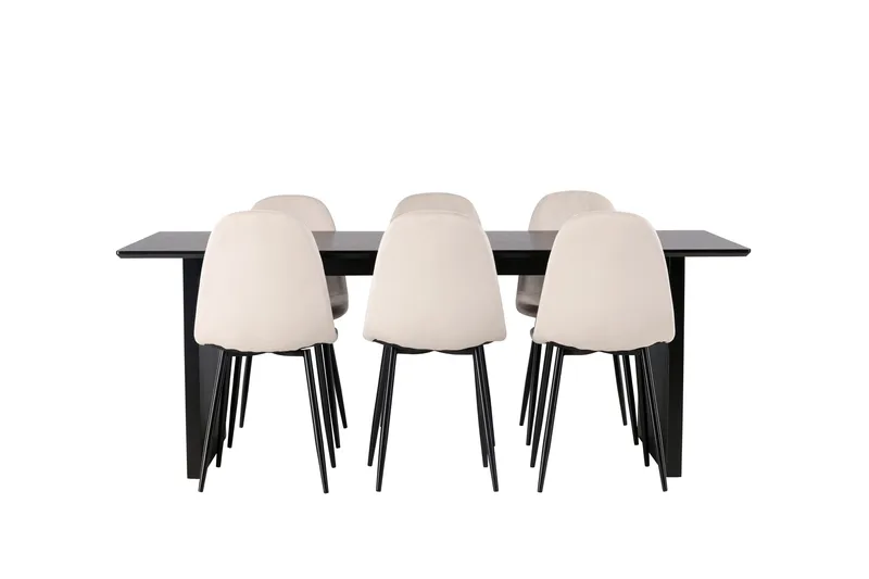 Vail Matgruppe 200 cm Rektangulær med 6 Polar stoler - Beige - Møbler - Bord - Spisegrupper