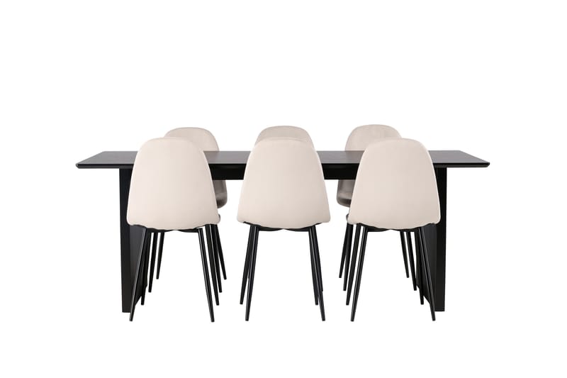 Vail Matgruppe 200 cm Rektangulær med 6 Polar stoler - Beige - Møbler - Bord - Spisegrupper