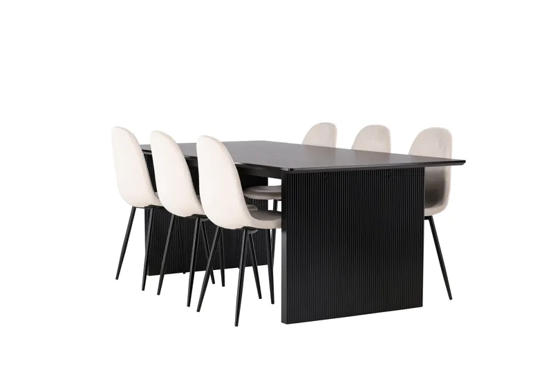 Vail Matgruppe 200 cm Rektangulær med 6 Polar stoler - Beige - Møbler - Bord - Spisegrupper