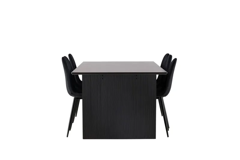 Vail Matgruppe 200 cm Rektangulær med 6 Polar stoler - Sort - Møbler - Bord - Spisegrupper