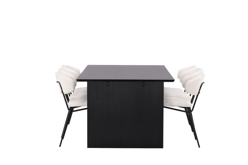 Vail Spisegruppe 200 cm Rektangulær med 6 Chico Stoler - Sort - Møbler - Bord - Spisegrupper