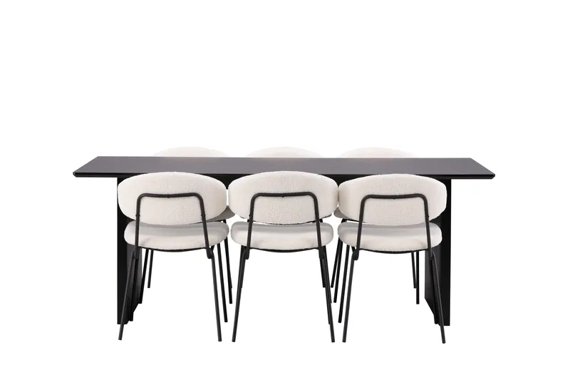 Vail Spisegruppe 200 cm Rektangulær med 6 Chico Stoler, Sort
