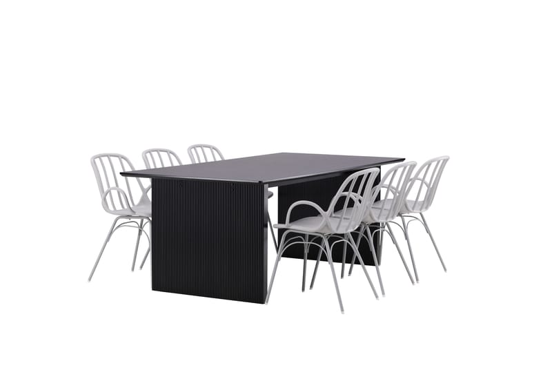 Vail Spisegruppe 200 cm Rektangulær med 6 Dyrön Stoler - Sort - Møbler - Bord - Spisegrupper