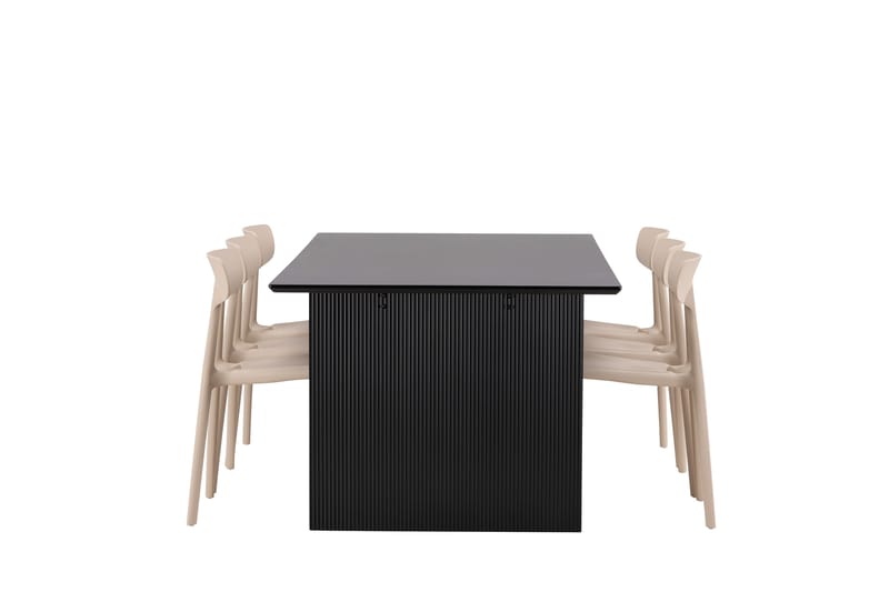 Vail Spisegruppe 200 cm Rektangulær med 6 Ursholmen Stoler - Beige - Møbler - Bord - Spisegrupper