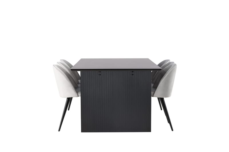 Vail Spisegruppe 200 cm Rektangulær med 6 Velvet Stoler - Sort - Møbler - Bord - Spisegrupper