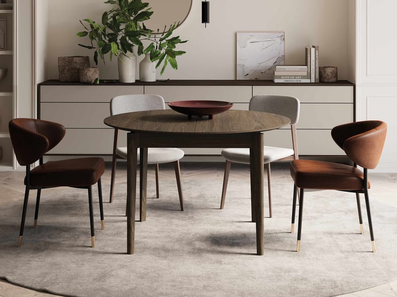 Valden Lite Uttrekkbart Rundt Spisebord 90–210 cm i Tre med Eikeutseende - Brun - Møbler - Bord - Spisebord & kjøkkenbord