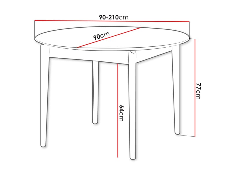 Valden Lite Uttrekkbart Rundt Spisebord 90–210 cm i Tre med Eikeutseende - Brun - Møbler - Bord - Spisebord & kjøkkenbord