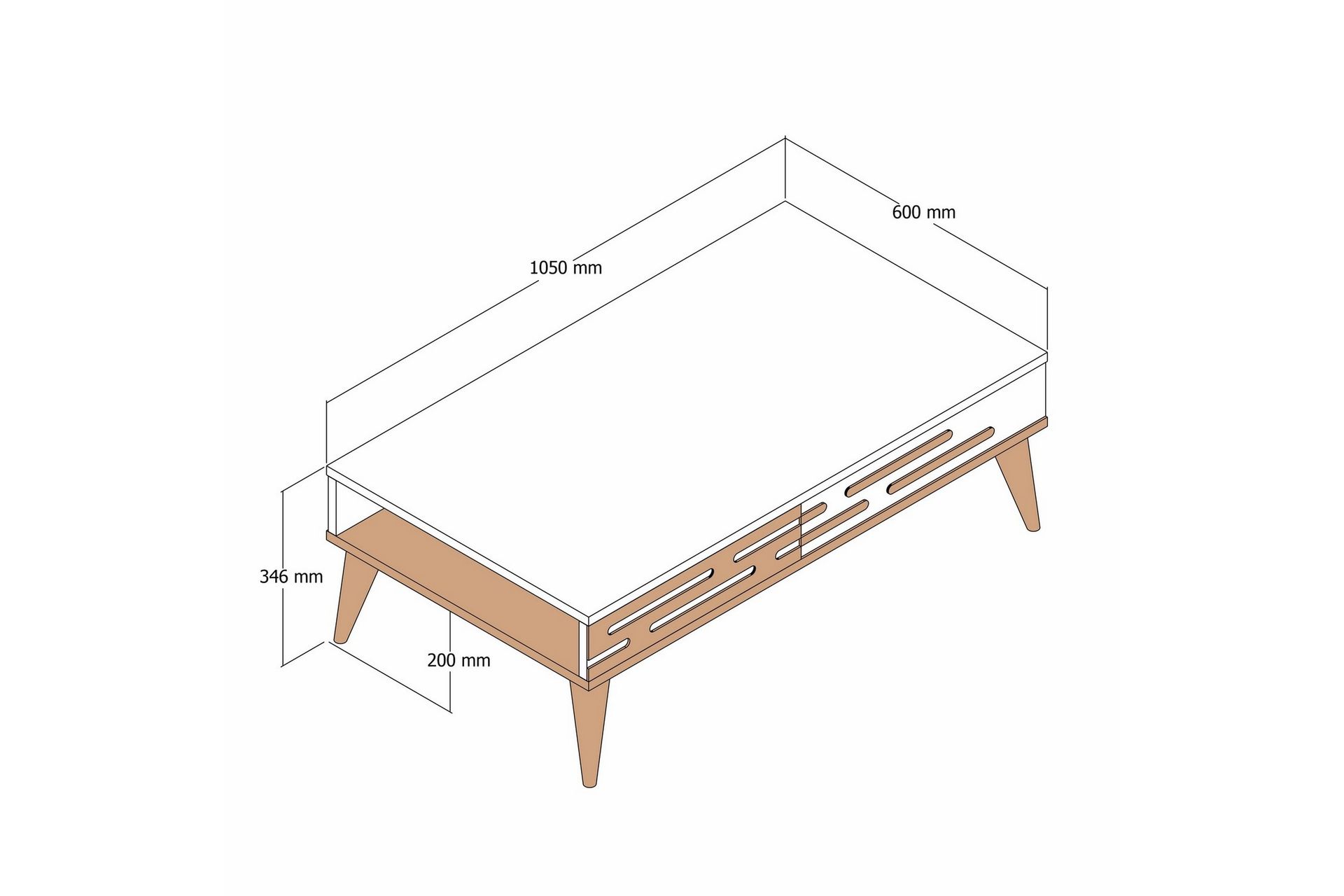 Valensiya Sofabord 105 cm - Valnøtt/Hvit - Møbler - Bord - Sofabord