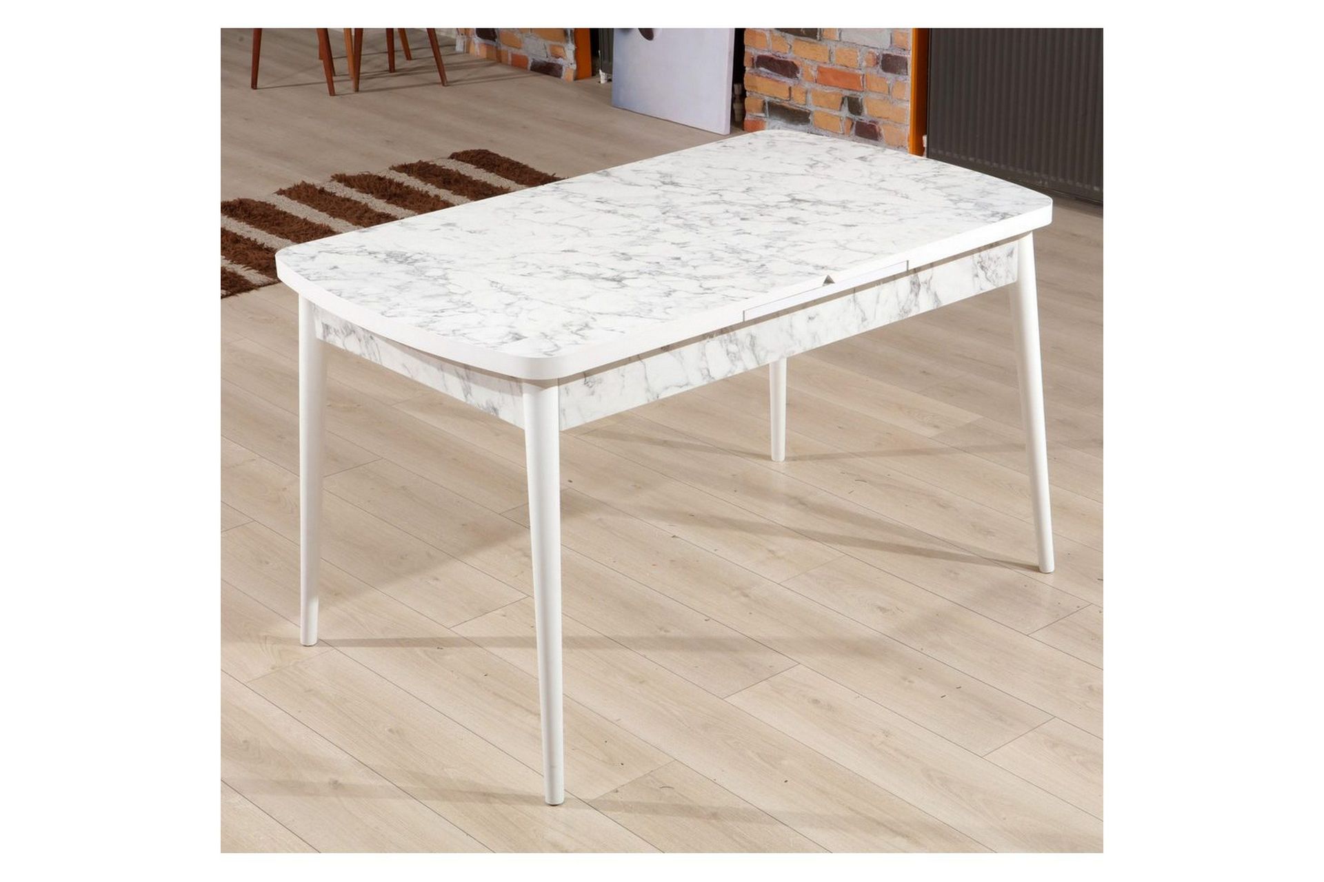 Valric Spisebord 132 cm Rektangulær - Hvit/Grå