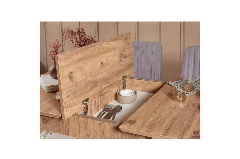 Valsot Spisegruppe 129 cm Rektangulær - Natur/Grå - Møbler - Bord - Spisegrupper