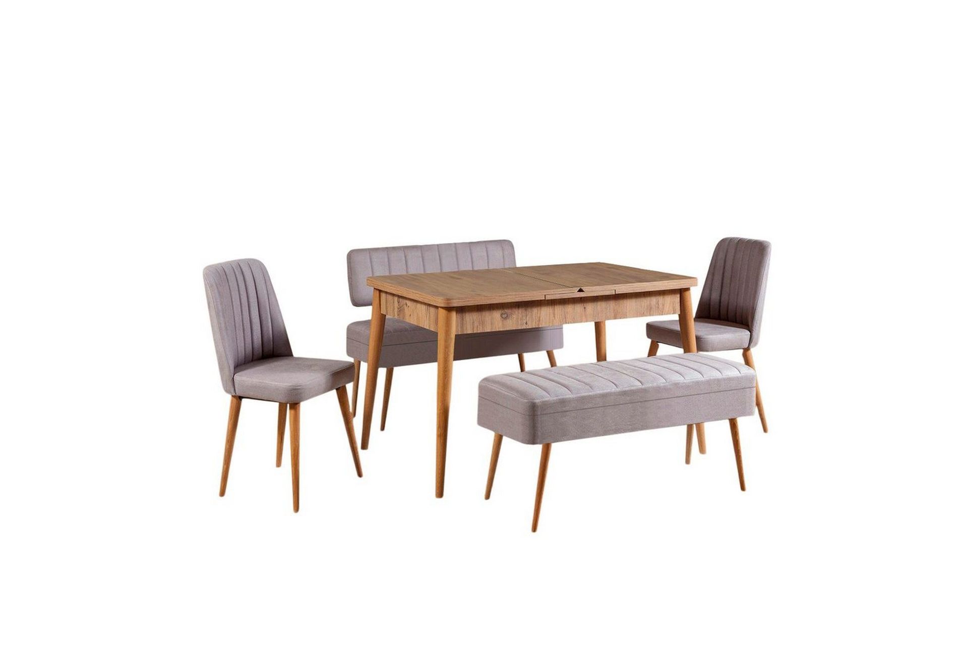 Valsot Spisegruppe 129 cm Rektangulær - Natur/Grå