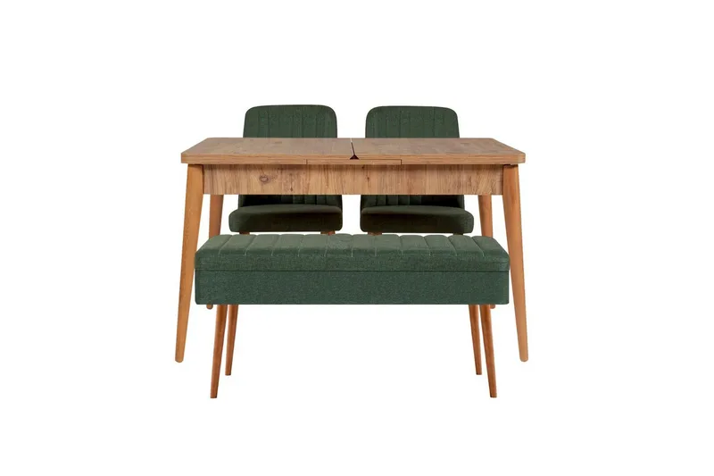 Valsot Spisegruppe 129 cm Rektangulær, Natur/Grønn