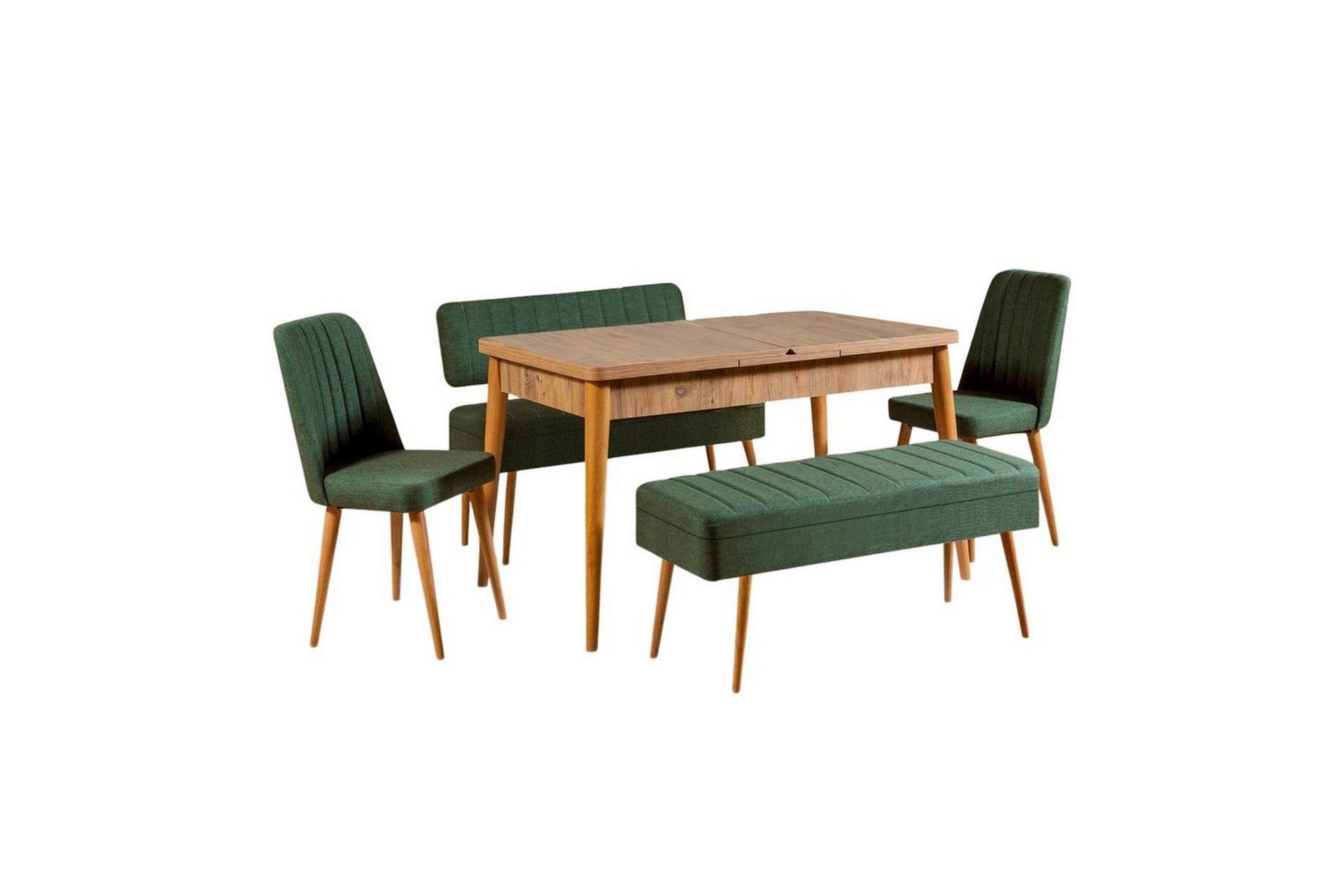 Valsot Spisegruppe 129 cm Rektangulær - Natur/Grønn