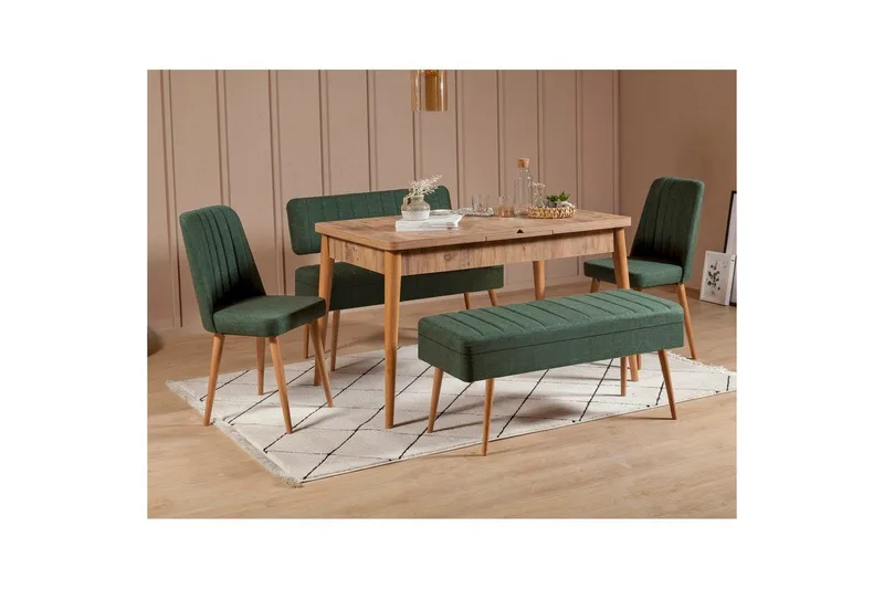 Valsot Spisegruppe 129 cm Rektangulær - Natur/Grønn - Møbler - Bord - Spisegrupper