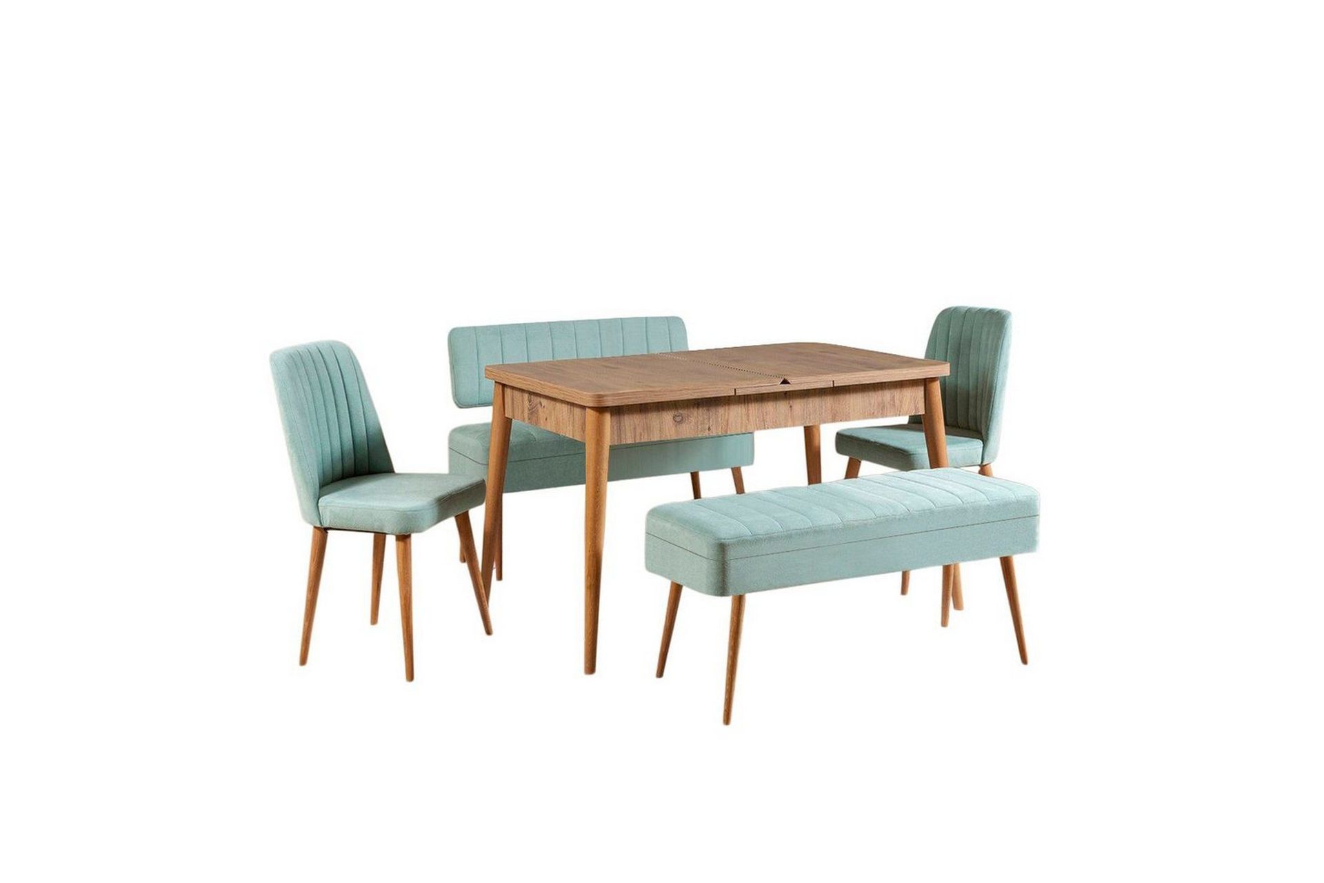 Valsot Spisegruppe 129 cm Rektangulær - Natur/Grønn
