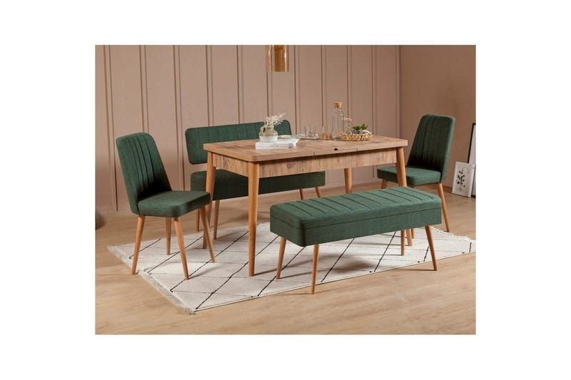 Valsot Spisegruppe 129 cm Rektangulær - Natur/Grønn - Møbler - Bord - Spisegrupper