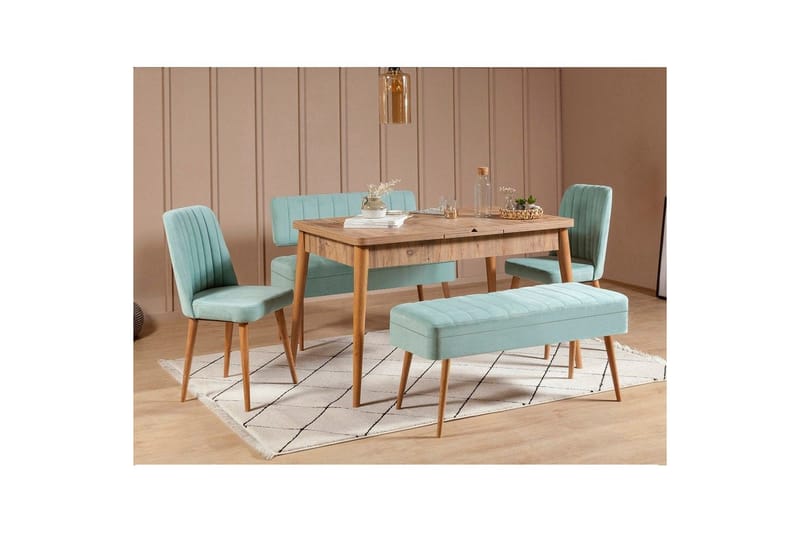 Valsot Spisegruppe 129 cm Rektangulær - Natur/Grønn - Møbler - Bord - Spisegrupper