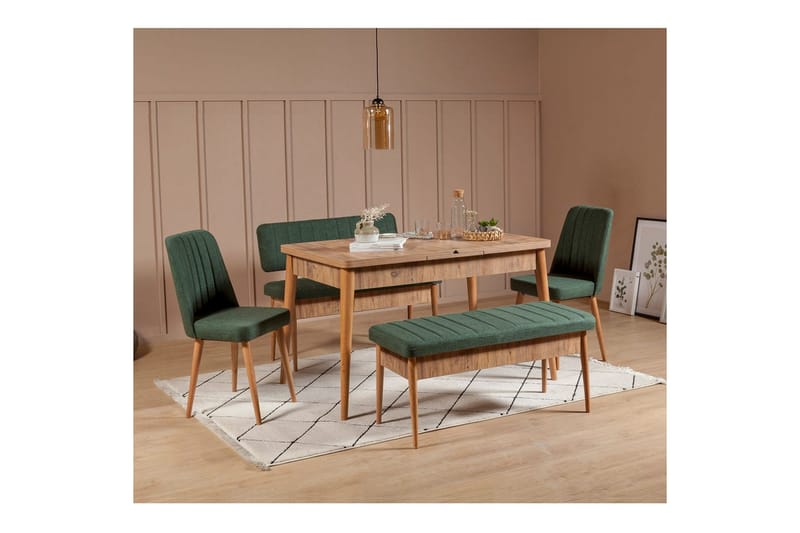 Valsot Spisegruppe 130 cm Rektangulær - Natur - Møbler - Bord - Spisegrupper