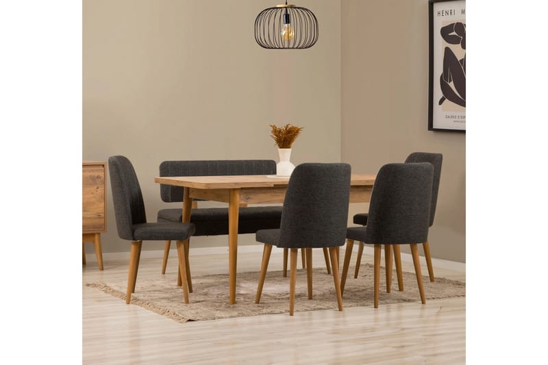 Valsot Spisegruppe Rektangulær - Mørkegrå - Møbler - Bord - Spisegrupper