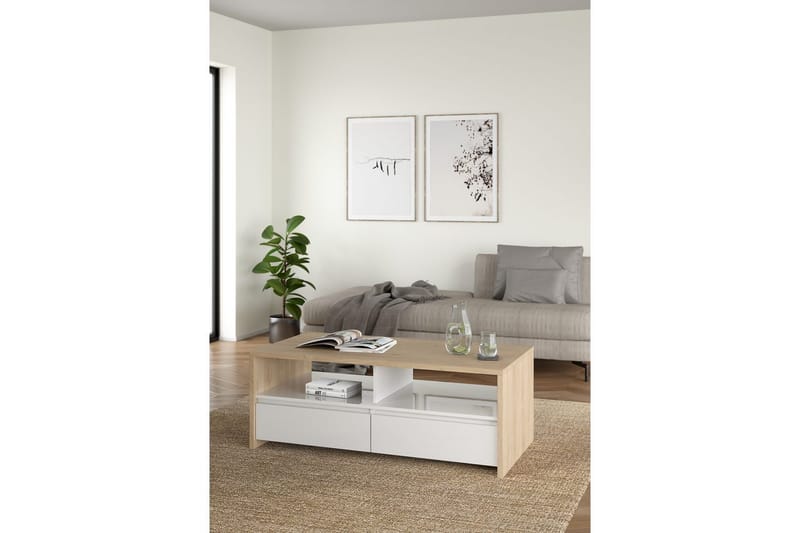 Varun Sofabord 120 cm - Hvit/Natur - Møbler - Bord - Sofabord