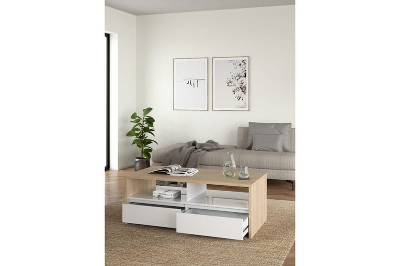 Varun Sofabord 120 cm - Hvit/Natur - Møbler - Bord - Sofabord