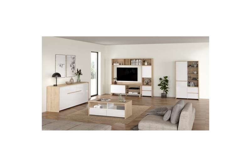 Varun Sofabord 120 cm - Hvit/Natur - Møbler - Bord - Sofabord