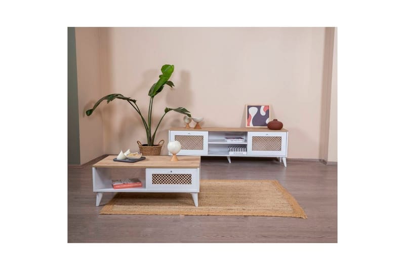 Velin Sofabord 55 cm - Mellomfarget tre/Hvit - Møbler - Bord - Sofabord