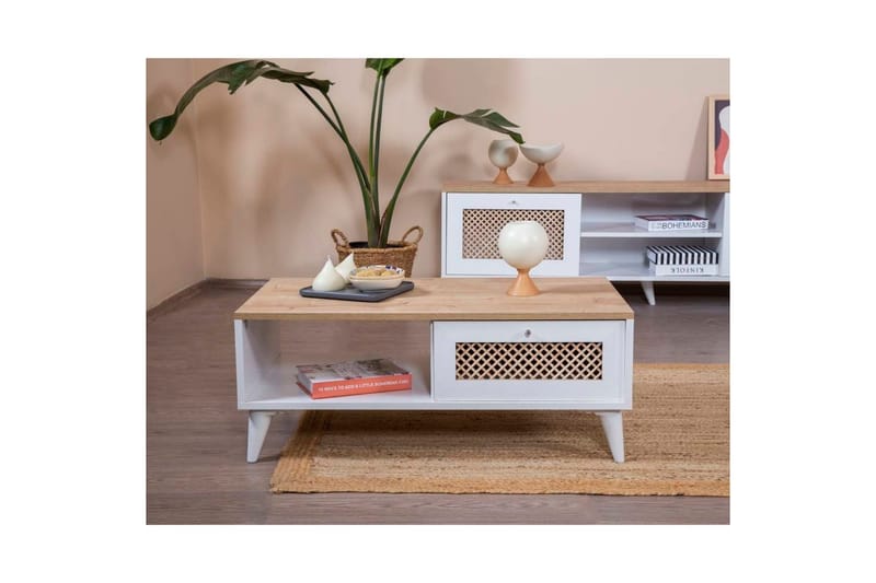 Velin Sofabord 55 cm - Mellomfarget tre/Hvit - Møbler - Bord - Sofabord