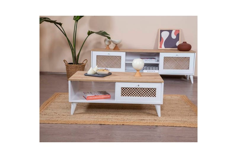 Velin Sofabord 55 cm - Mellomfarget tre/Hvit - Møbler - Bord - Sofabord