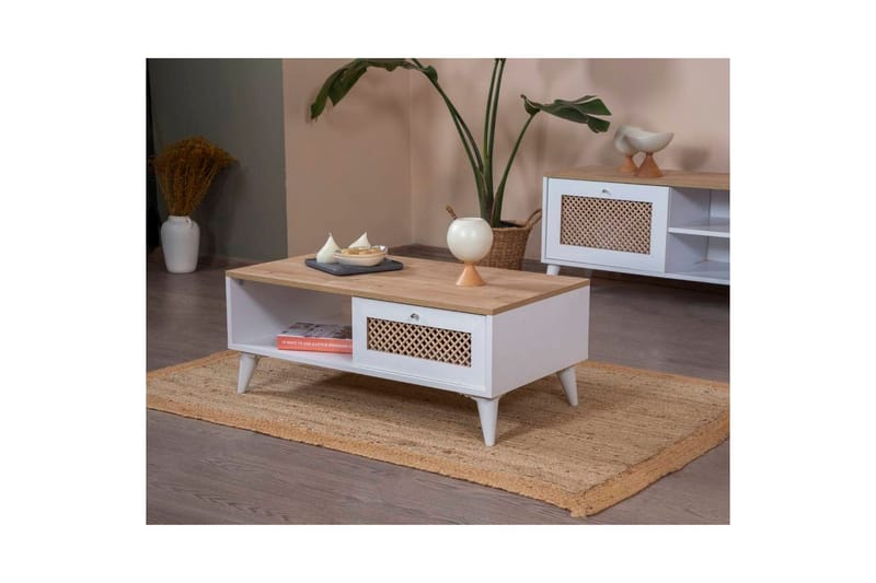 Velin Sofabord 55 cm - Mellomfarget tre/Hvit - Møbler - Bord - Sofabord