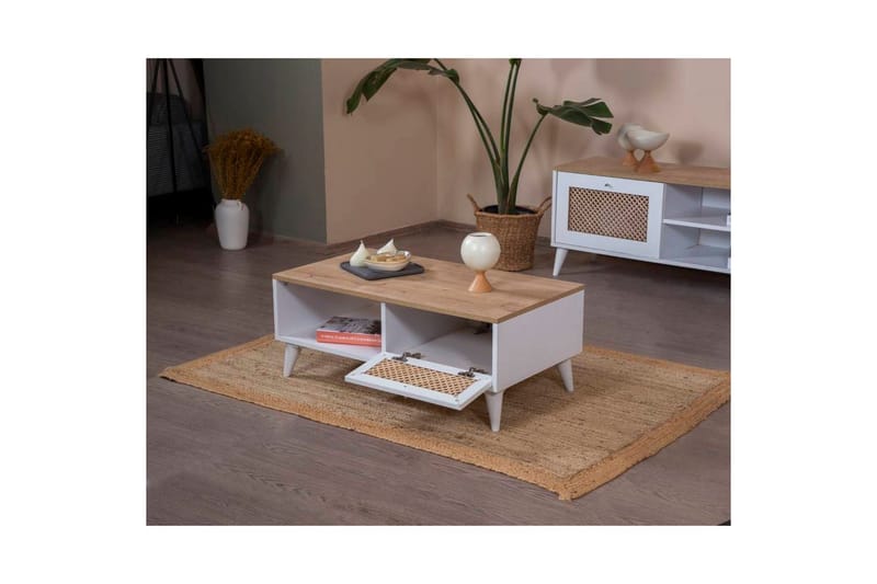 Velin Sofabord 55 cm - Mellomfarget tre/Hvit - Møbler - Bord - Sofabord