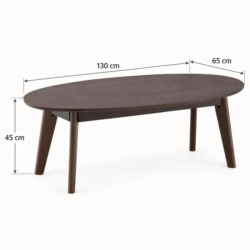 Velo Ovalt Sofabord 130x65 cm med Tre- og Røkt Eik-utseende - Røkt eik - Møbler - Bord - Sofabord