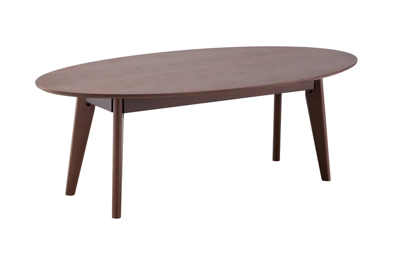 Velo Ovalt Sofabord 130x65 cm med Tre- og Valnøttutseende, Valnøtt