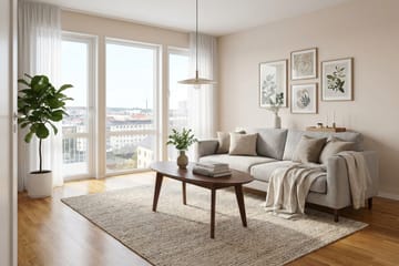 Velo Ovalt Sofabord 130x65 cm med Tre- og Valnøttutseende - Valnøtt - Møbler - Bord - Sofabord